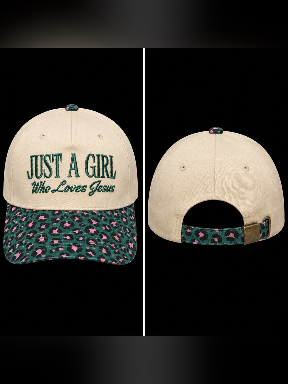 🆕 “Just a Girl Who Loves Jesus” Two Tone Trucker Hat Embroidered Adjustable Cap - Picture 2 of 3